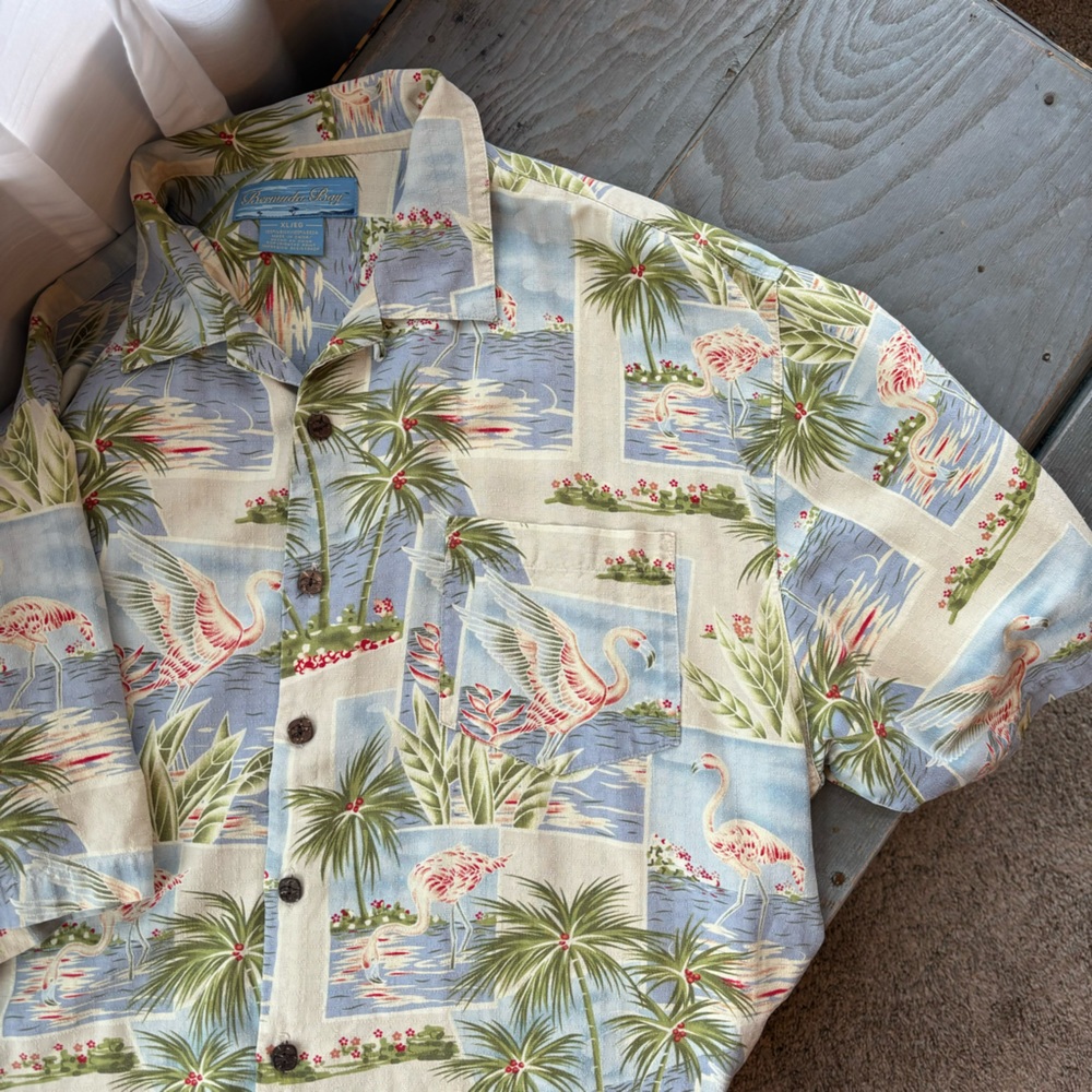 Vintage Silk tropical button down | size XL